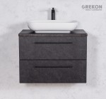 Szara szafka łazienkowa 80 cm z białą ceramiczną umywalką