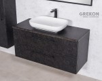 Szafka łazienkowa 120 cm grafitowa z białą ceramiczną umywalką
