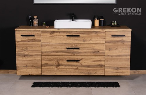 Elegancka szafka łazienkowa 180 cm w matowym kolorze naturalnego dębu