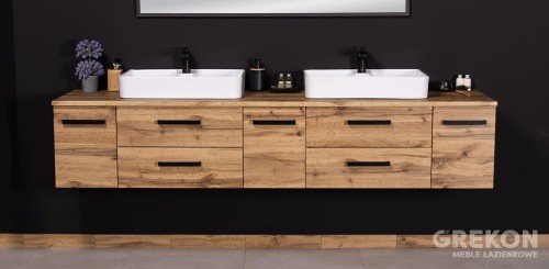 Szafka łazienkowa 210 cm w kolorze naturalny dąb z serii Fokus New Loft