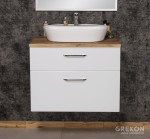 Szafka łazienkowa biała 80cm SETTO MODULO z blatem dąb naturalny i umywalką