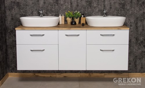Zestaw modułowych szafek łazienkowych białych 160 cm