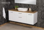 Modułowa szafka łazienkowa w białym połyskowym kolorze, szerokość 160 cm