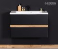 Czarna z odcieniem naturalnego drewna szafka łazienkowa o szerokości 80 cm