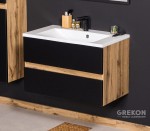 Szafka łazienkowa czarna 80cm ESTO z umywalką