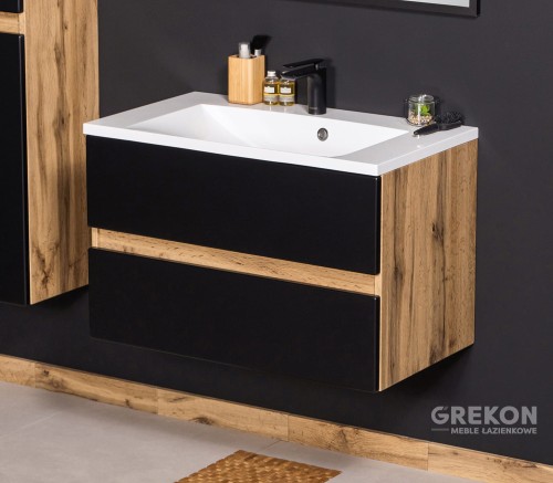 Podwieszana szafka łazienkowa 80 cm czarna seria Esto