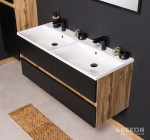 Szafka łazienkowa czarna 120cm ESTO z umywalką podwójną