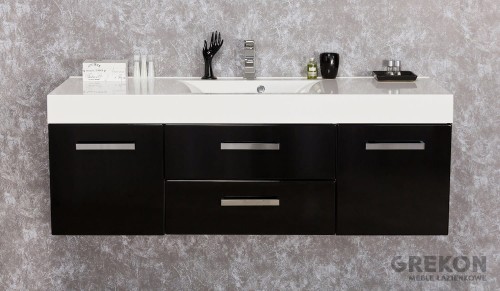 Czarna podwieszana szafka łazienkowa 140 cm