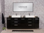 Elegancka czarna połyskowa szafka łazienkowa w rozmiarze 210 cm
