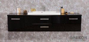 Szafka łazienkowa czarna 180cm FOKUS NEW z blatem i umywalką