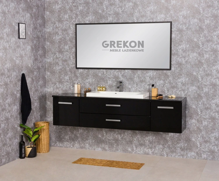 Elegancka czarna szafka łazienkowa 180 cm seria Fokus New
