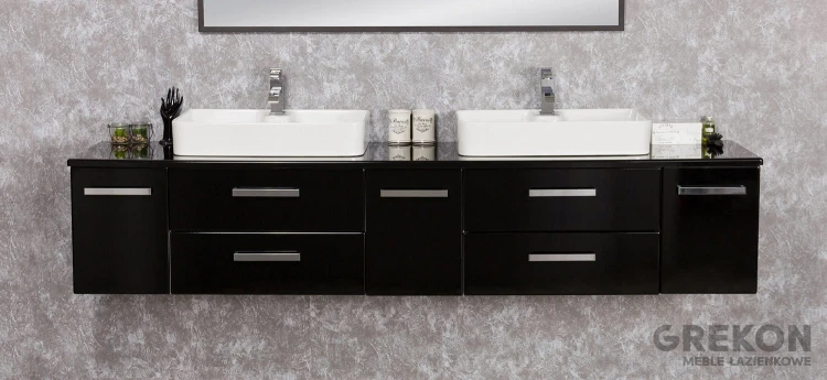 Czarna elegancka szafka podumywalkowa 210 cm seria Fokus New