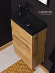 Szafka łazienkowa 40 cm naturalny dąb z czarną umywalką