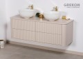 Nowoczesna, elegancka szafka łazienkowa w kolorze piaskowym 140 cm