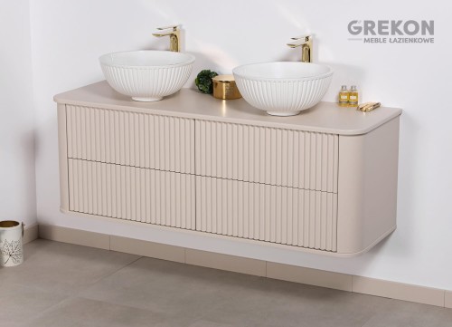 Nowoczesna, elegancka szafka łazienkowa w kolorze piaskowym 140 cm