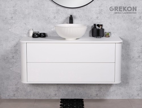 Biała, matowa szafka łazienkowa 120 cm Lilia Smooth