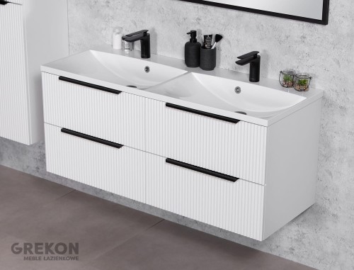 Nowoczesna i stylowa biała szafka łazienkowa 120 cm
