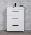 Szafka łazienkowa biała 60cm DOMINO SMOOTH z umywalką białą