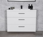 Szafka łazienkowa biała 100cm DOMINO SMOOTH z umywalką białą