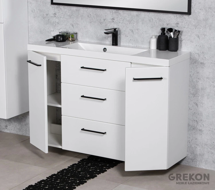 Podwieszana biała szafka 120 cm seria Domino Smooth