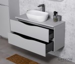 Nowoczesna szara szafka łazienkowa 100 cm z białą ceramiczną umywalką