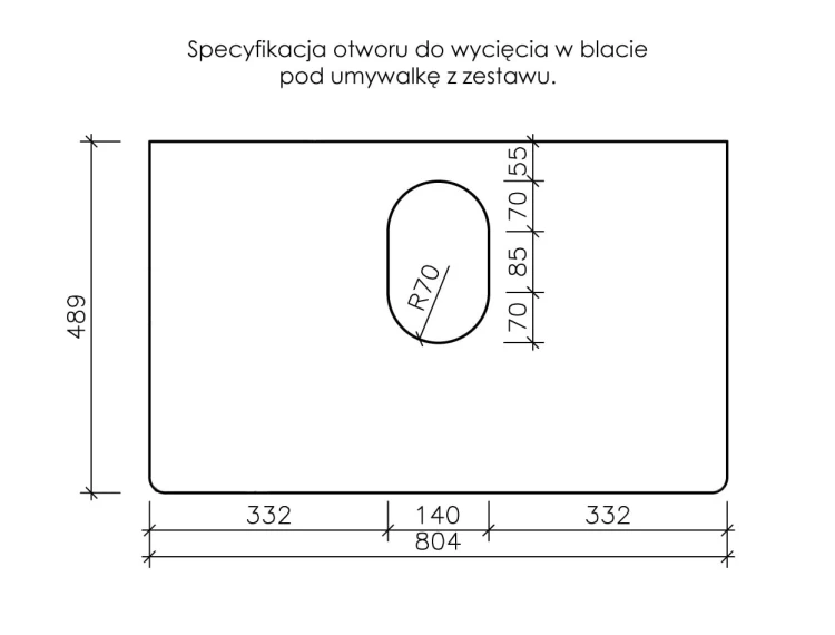Instrukcja wycięcia otworu na umywalkę w blacie Brendo
