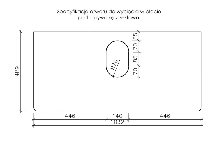 Instrukcja wycięcia otworu na umywalkę w blacie Brendo