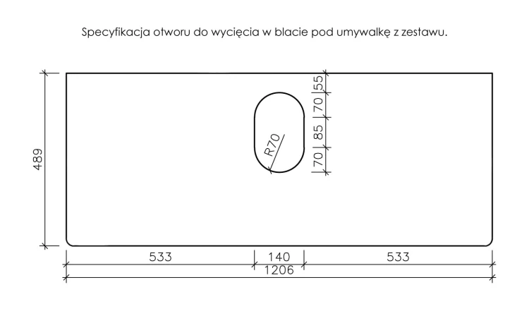 Instrukcja wycięcia otworu na umywalkę w blacie Brendo