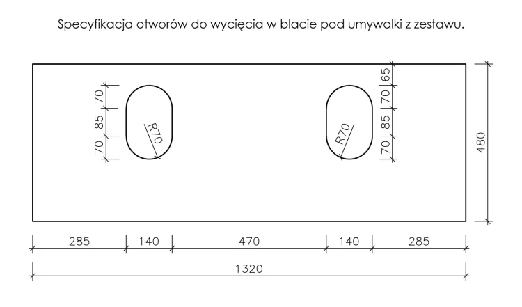 Instrukcja wycięcia blatu w serii Cortez