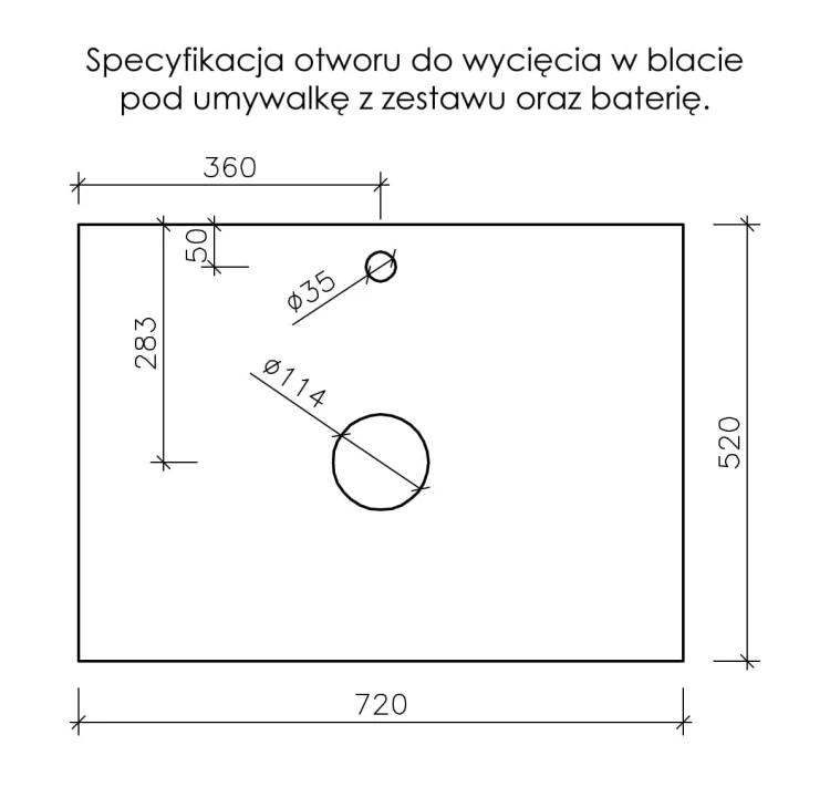 Instrukcja wycięcia blatu seria Finea