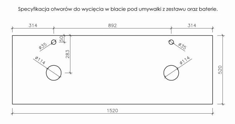 Instrukcja wycięcia blatu seria Finea
