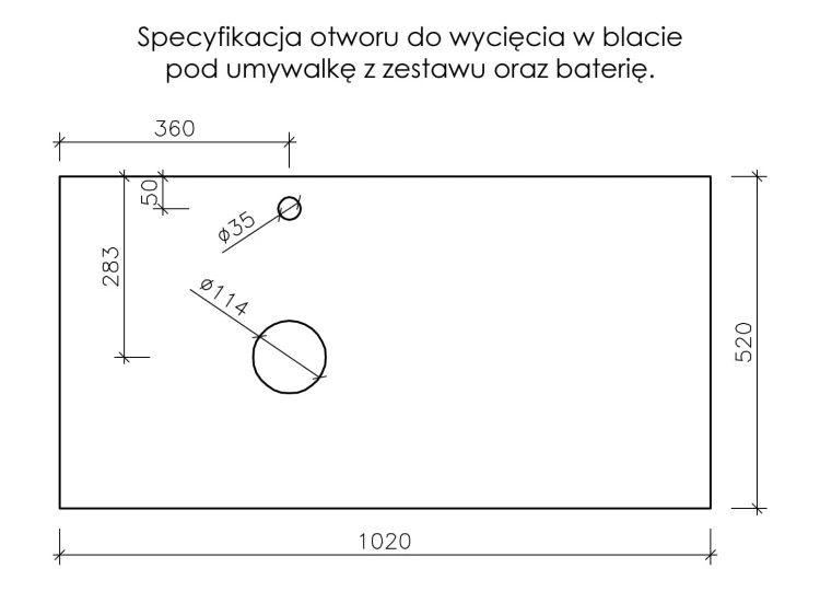 Instrukcja wycięcia blatu seria Finea