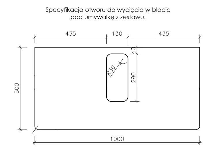 Instrukcja wycięcia otworu w blacie seria Kodi