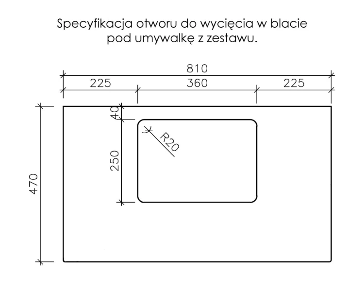 Instrukcja wycięcia blatu pod umywalkę seria Mirage