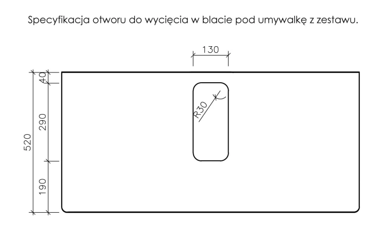 Instrukcja wycięcia blatu pod umywalkę seria Setto Modulo