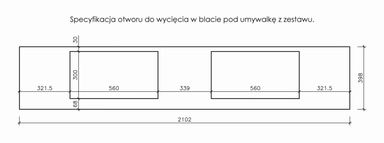 Instrukcja wycięcia otworów w blacie na umywalki seria Victa Lamello