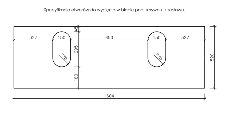 Instrukcja wycięcia otworów pod umywalki seria Fokus New