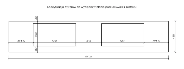 Instrukcja wycięcia otworów pod umywalki seria Fokus New