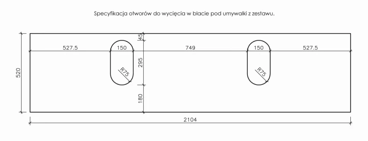 Instrukcja wycięcia otworów pod umywalki seria Fokus New