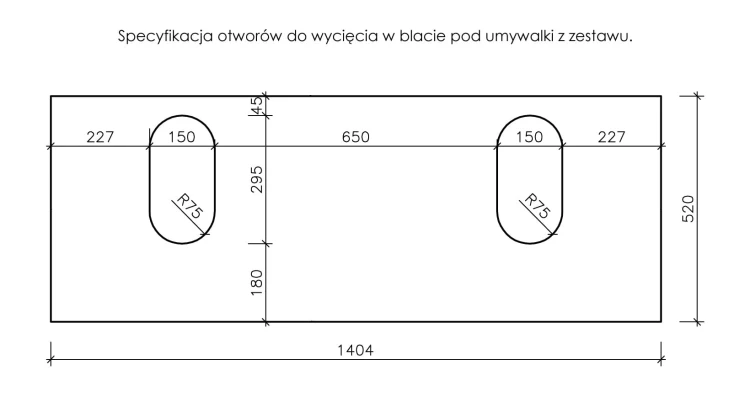 Instrukcja wycięcia otworów pod umywalki seria Fokus New