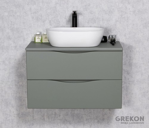 Szafka szałwiowa 80 cm z białą ceramiczną umywalką