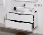 Szafka łazienkowa 100 cm z blatem oraz ceramiczną umywalką