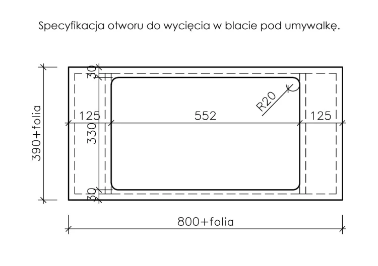 Instrukcja wycięcia otworu w blacie pod umywalkę