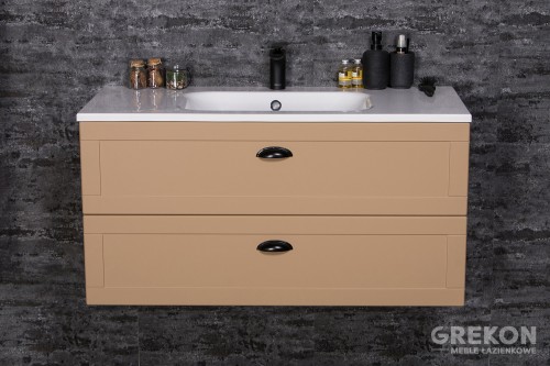 Podwieszana szafka łazienkowa w kolorze camel seria Grend