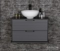 Szafka łazienkowa antracytowa z białą ceramiczną umywalką