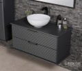 Podwieszana szafka Libra 100 cm z białą ceramiczną umywalką