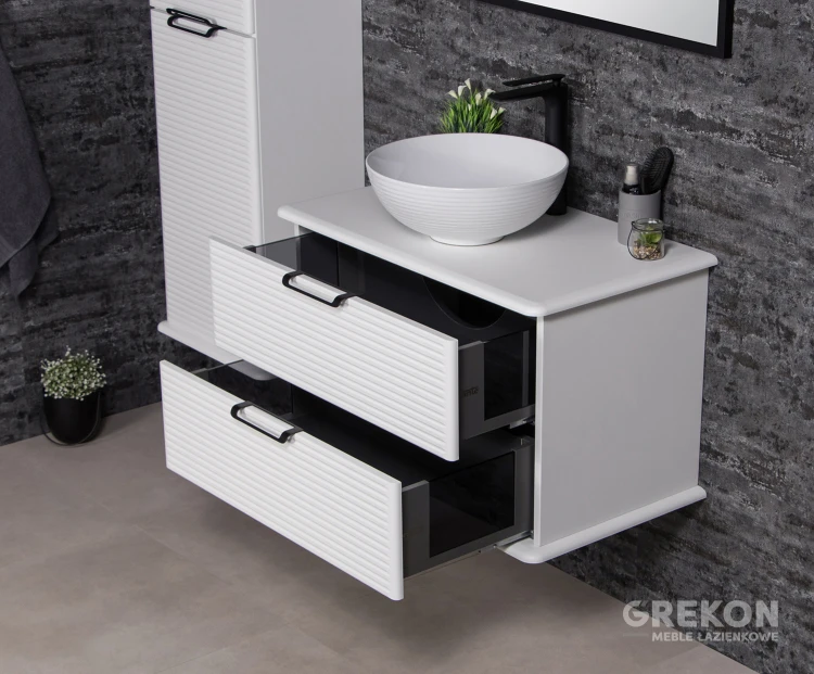 Szafka łazienkowa Libra z białą ceramiczną umywalką