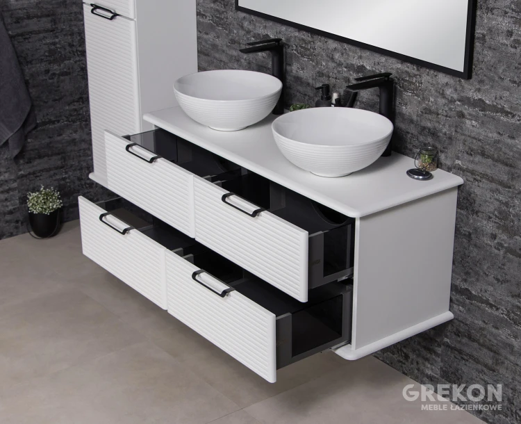 Elegancka szafka łazienkowa biała 120 cm seria Libra