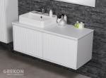 Szafka łazienkowa 120 cm z blatem oraz nablatową umywalką
