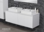 Nowoczesna i elegancka szafka łazienkowa z dwiema dolomitowymi umywalkami